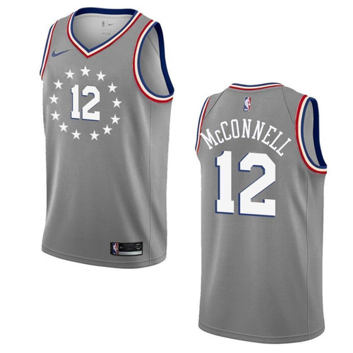 Philadelphia 76Ers 12 T.J. Mcconnell City Edition Swingman Gray 3D Jersey