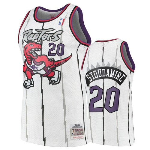 Toronto Raptors #20 Damon Stoudamire White Hardwood Classics Men'S Jersey