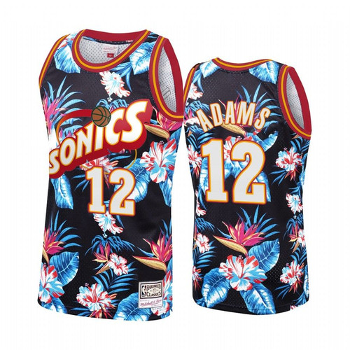 Oklahoma City Thunder Steven Adams #12 Floral Fashion Jersey Men'S