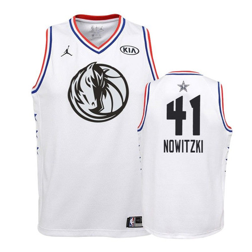 Youth Dallas Mavericks #41 Dirk Nowitzki 2019 All-Star Jersey - White