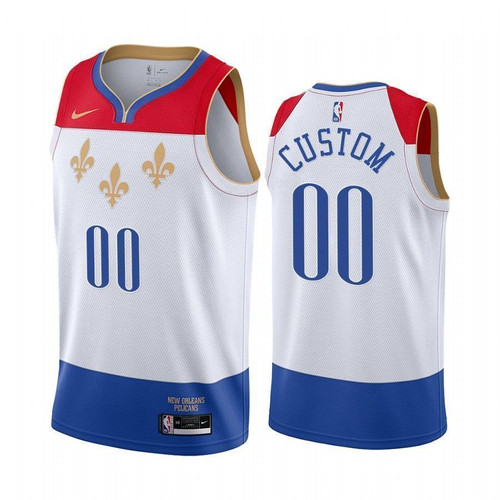 Custom New Orleans Pelicans White City Edition Fleur-De-Lis 2020-21 Jersey