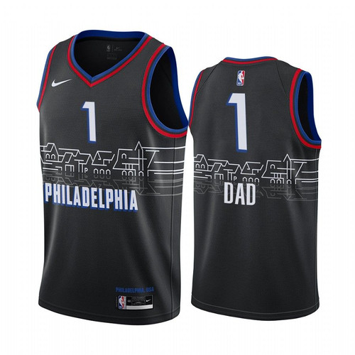 Philadelphia 76Ers 2021 Fathers Day Black No.1 Dad Jersey