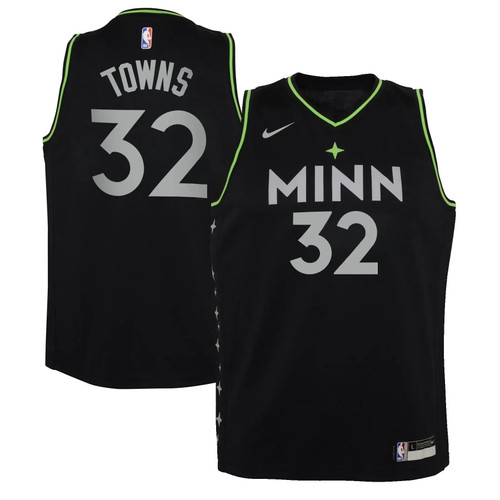 Karl-Anthony Towns Minnesota Timberwolves Nike Youth 2020/21 Swingman Jersey Black - City Edition