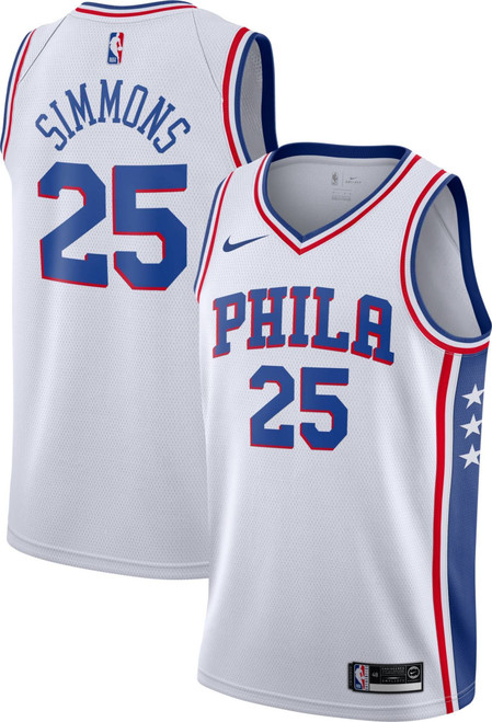 Nike Men'S Philadelphia 76Ers Ben Simmons #25 White Dri-Fit Swingman Jersey