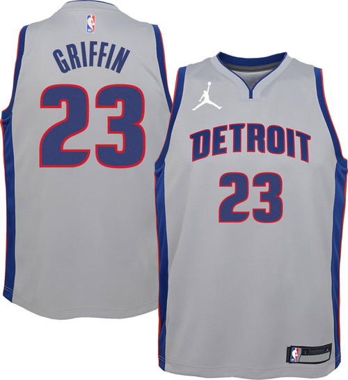 Jordan Youth Detroit Pistons Blake Griffin #23 Grey 2020-21 Dri-Fit Statement Swingman Jersey