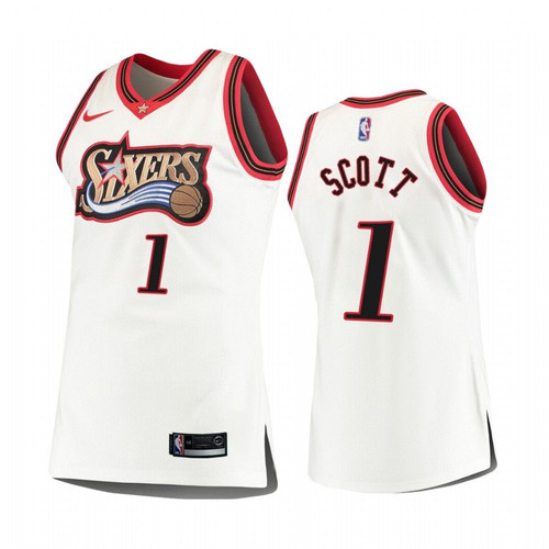 Philadelphia 76Ers #1 Mike Scott White Hardwood Classics Men'S Jersey