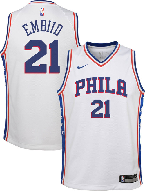Nike Youth Philadelphia 76Ers Joel Embiid #21 White Dri-Fit Swingman Jersey