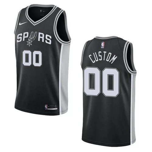Men'S San Antonio Spurs #00 Custom Icon Swingman Jersey - Black