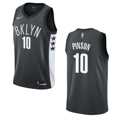 Brooklyn Nets 10 Theo Pinson Statement Swingman Black 3D Jersey