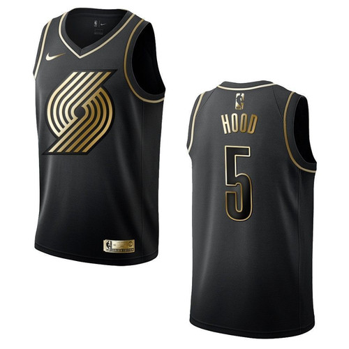 Portland Trail Blazers 5 Rodney Hood Golden Edition Black 3D Jersey