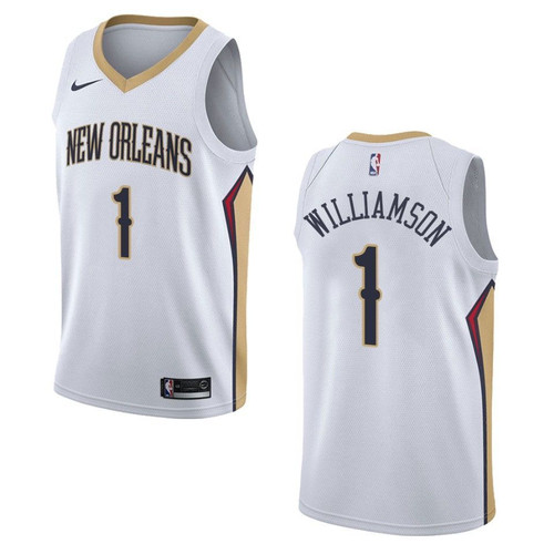 New Orleans Pelicans 1 Zion Williamson Association Swingman White 3D Jersey