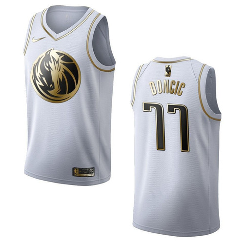 Dallas Mavericks 77 Luka Doncic Golden Edition White 3D Jersey