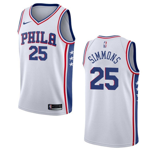 Philadelphia 76Ers 25 Ben Simmons Association Swingman White 3D Jersey
