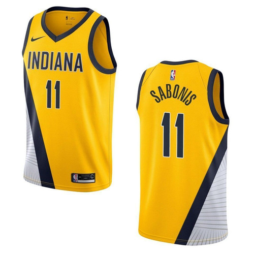 2021 20 Indiana Pacers 11 Domantas Sabonis Statement Swingman Yellow 3D Jersey