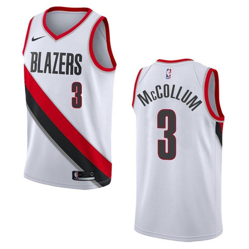 Portland Trail Blazers 3 C.J. Mccollum Association Swingman White 3D Jersey