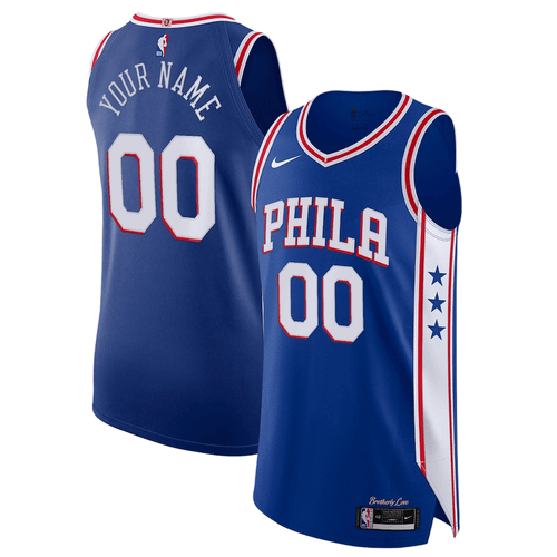 Philadelphia 76Ers Nike  Custom Jersey Blue - Icon Edition