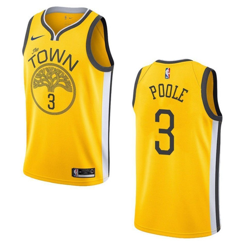 Golden State Warriors 3 Jordan Poole Earned Swingman Yellow 3D Jersey