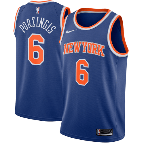 Kristaps Porzingis New York Knicks Swingman Blue Icon Edition 3D Jersey