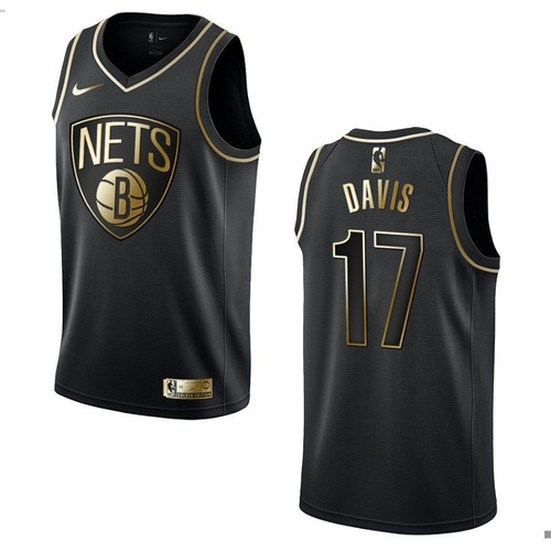 Brooklyn Nets 17 Ed Davis Golden Edition Black 3D Jersey