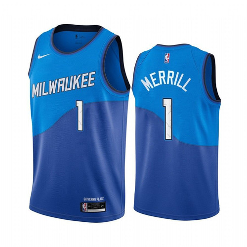 Milwaukee Bucks Sam Merrill #1 Blue 2020-21 City Jersey