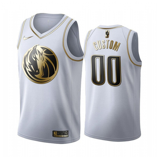 Custom #00 Dallas Mavericks White Golden Edition Jersey