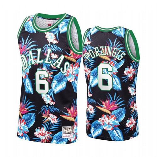 Dallas Mavericks Kristaps Porzingis #6 Floral Fashion Jersey Men'S