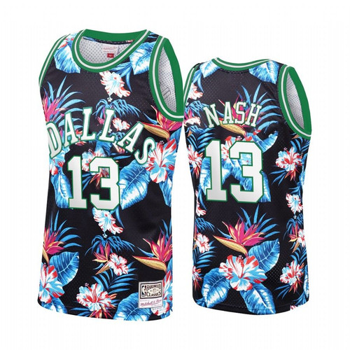 Dallas Mavericks Steve Nash #13 Floral Fashion Jersey Men'S