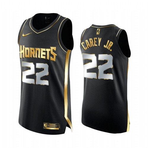 Charlotte Hornets Vernon Carey Jr. Black Golden Edition  Limited Jersey 2020-21