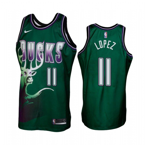 Milwaukee Bucks #11 Brook Lopez Green Hardwood Classics Men'S Jersey