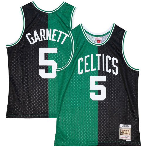 Kevin Garnett Boston Celtics Mitchell & Ness Hardwood Classics 2007-08 Split Swingman Jersey - Black/Kelly Green