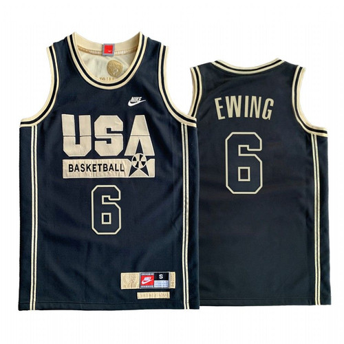 Usa Patrick Ewing Dream Team Black 1992 Olympics Basketball Golden  Jersey