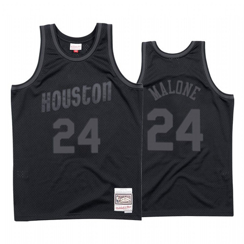 Houston Rockets Moses Malone #24 Black Tonal Jersey