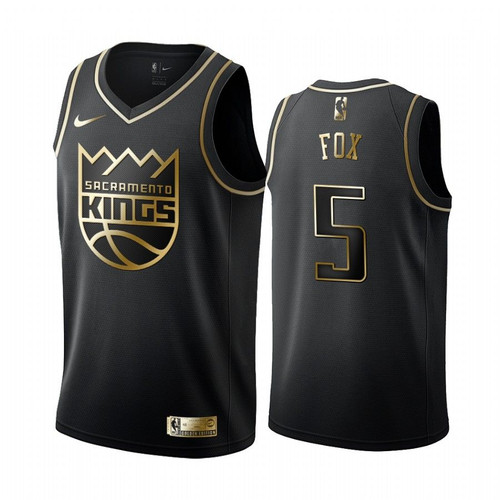 De'Aaron Fox #5 Sacramento Kings Black Golden Edition Jersey