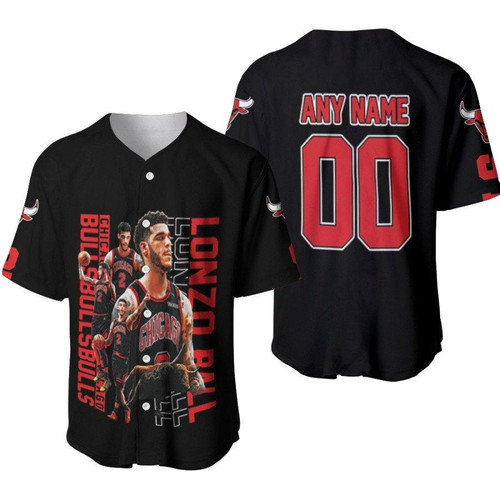 Chicago Bulls Lonzo Ball 2 NBA Great Leader Basketball Player Black Gift With Custom Name Number For Bulls Fans Baseball Jersey
