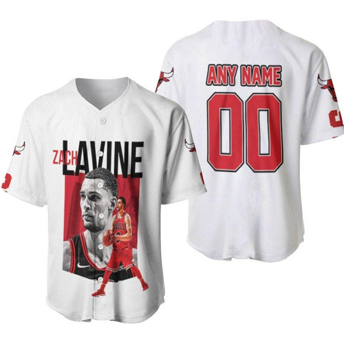 Chicago Bulls Zach Lavine 8 NBA All-Star Great Player White Gift With Custom Name Number For Bulls Fans Baseball Jersey