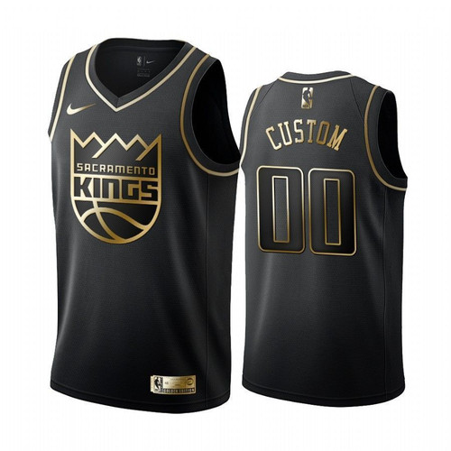 Custom #00 Sacramento Kings Black Golden Edition Jersey