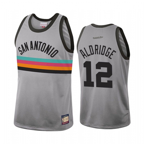 Lamarcus Aldridge #12 San Antonio Spurs Silver Hardwood Classics Jersey