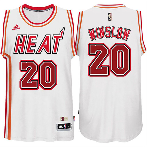 Male Justise Winslow Miami Heat #20 White Hardwood Classic Swingman Jersey