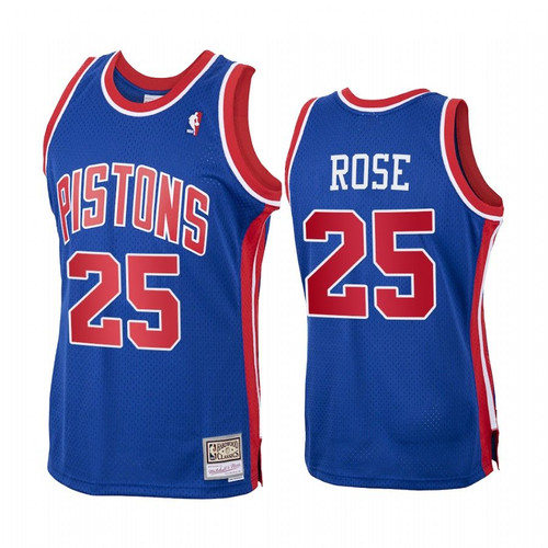 Derrick Rose #25 Detroit Pistons Royal Hardwood Classics Jersey