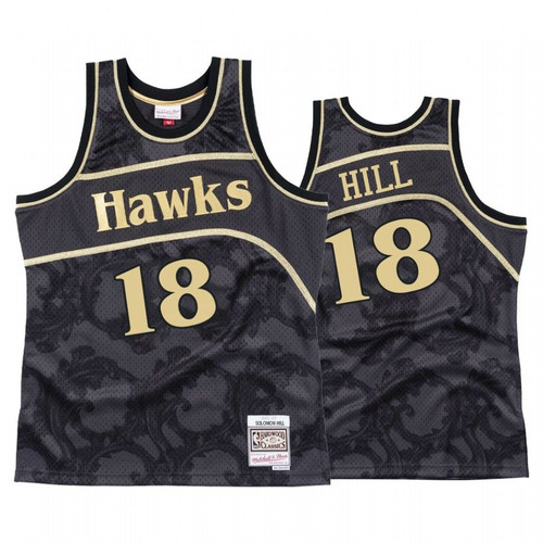Solomon Hill #18 Atlanta Hawks Black Toile Jersey