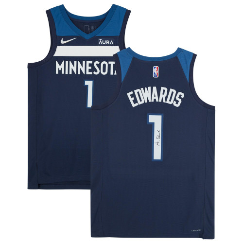 Anthony Edwards Minnesota Timberwolves Fanatics  Autographed Nike Replica Replica Replica Diamond 2021-22 Swingman Jersey - Navy