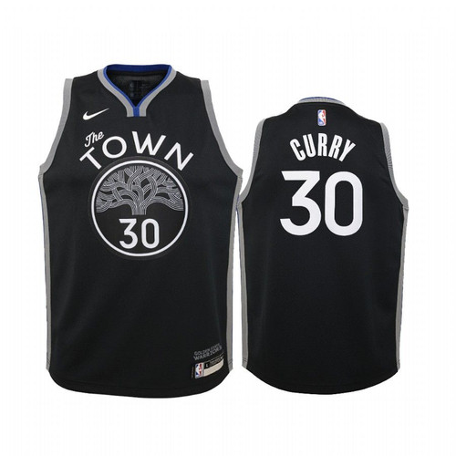 Stephen Curry Golden State Warriors Black City Edition 2019-20 Jersey - Youth