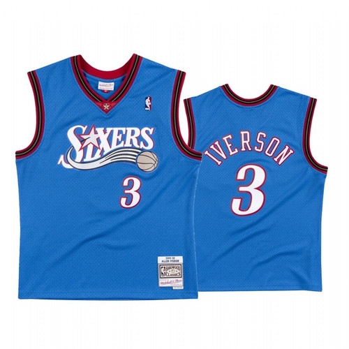 Allen Iverson #3 Philadelphia 76Ers Blue Hardwood Classics 99-00 Jersey