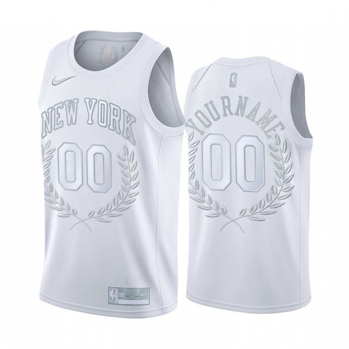Custom #00 New York Knicks White Glory Awards Limited Jersey