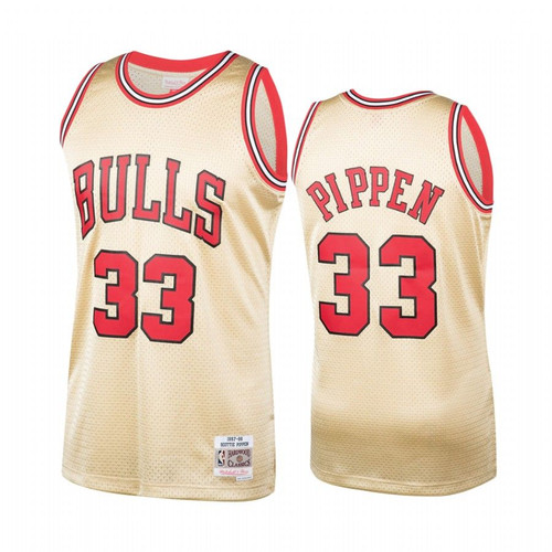 Chicago Bulls #33 Scottie Pippen Gold 1997-98 Hardwood Classics Men'S Jersey