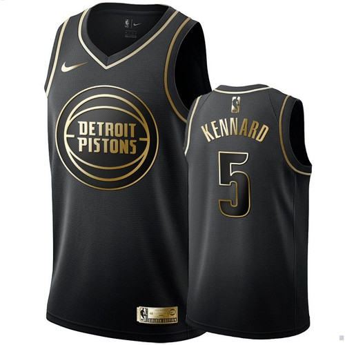 Men'S Detroit Pistons Luke Kennard Black #5 Golden Edition Swingman Jersey