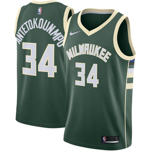 Giannis Antetokounmpo Milwaukee Bucks Jersey Green Icon Edition 2019