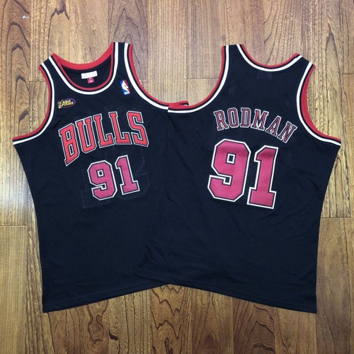 Chicago Bulls Dennis Rodman #91 Nba Classic Black Jersey