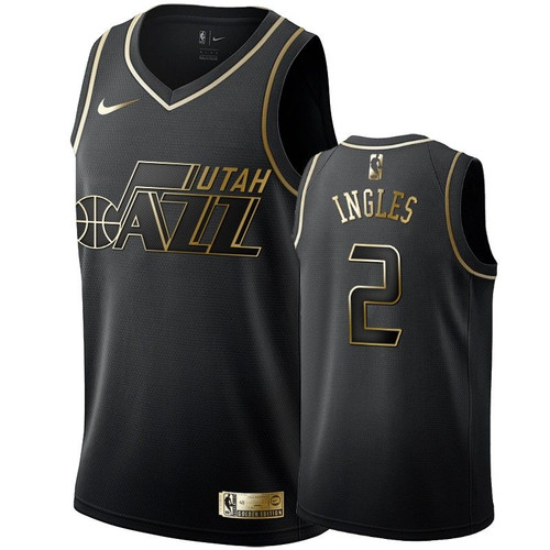 Men'S Utah Jazz Joe Ingles Black #2 Golden Edition Swingman Jersey