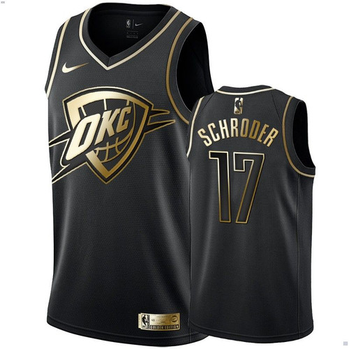 Men'S Oklahoma City Thunder Dennis Schroder Black #17 Golden Edition Swingman Jersey